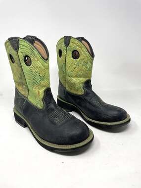 Ariat FatBaby Fat Baby Leather Cowboy Western Work Boots Green Black womens 9